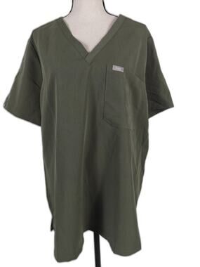 Womens FIGS Catarina Scrub Top Moss Green Size XL NWT